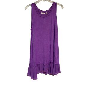 Logo Layers Purple Sleeveless Tunic Dress With Ruffle Hem Womens M